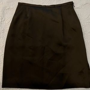 NWT Emanuel Ungaro 10P Petite Black Satin Skirt